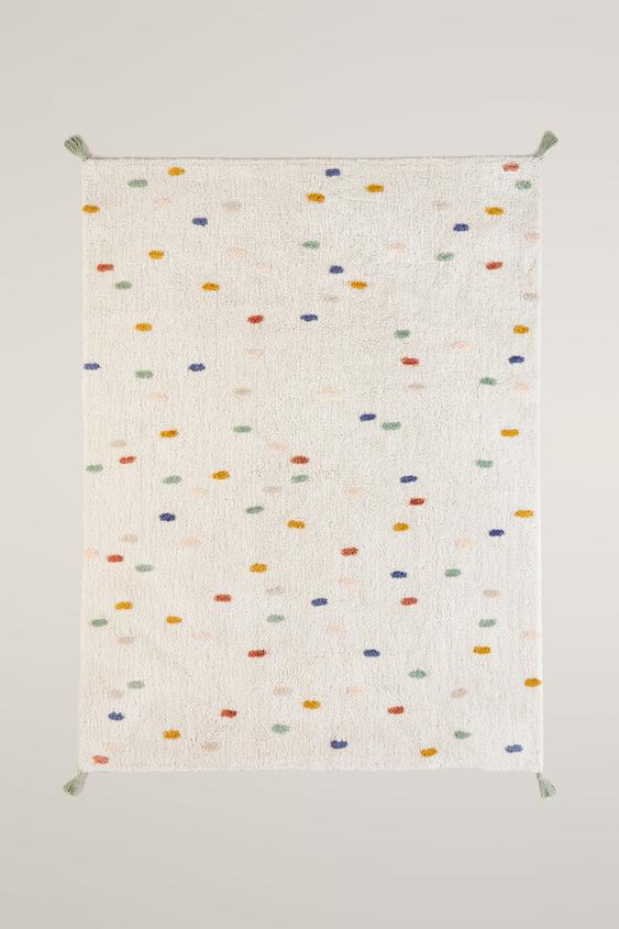 KIDS' MULTICOLOURED POLKA DOT COTTON RUG - Oyster-white by Zara - Image 0