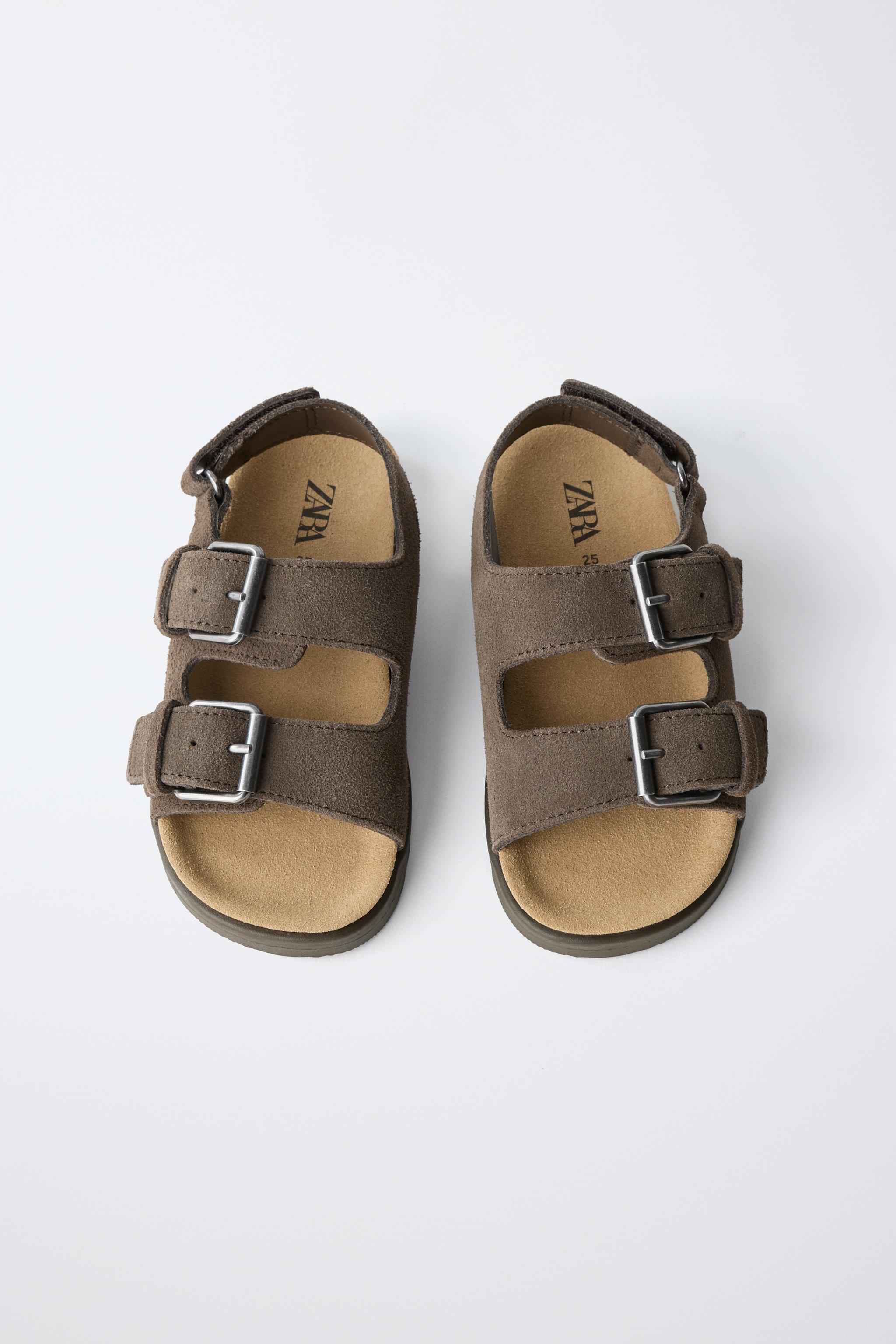 Детские сандалии Zara LEATHER BUCKLE SANDALS — фото 4