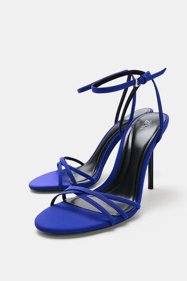 SANDALES À TALONS ET BRIDES CROISÉES - Bleu roi de Zara - Image 3