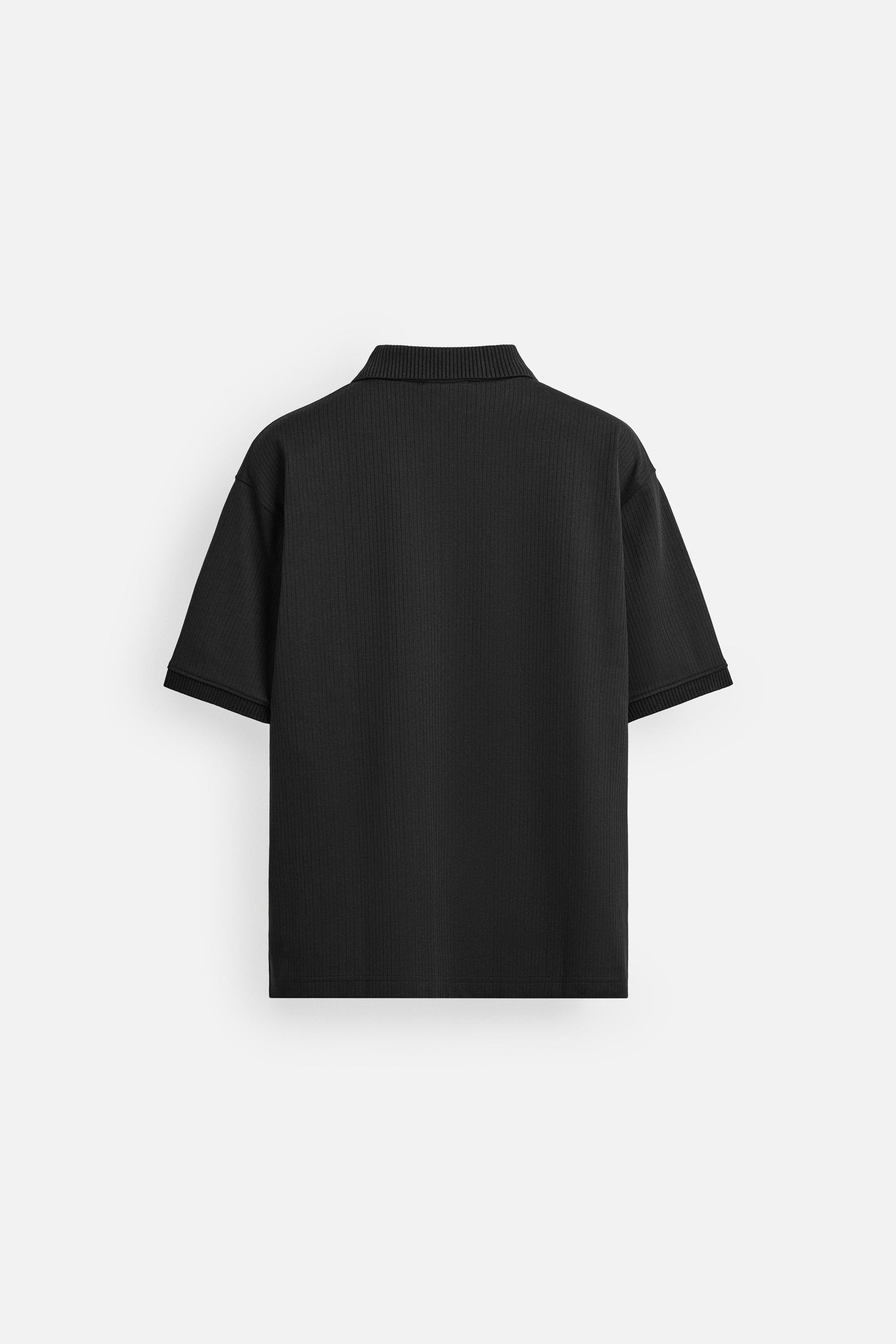 ウォッシュ加工テクスチャー素材ポロシャツ - パープル | ZARA
