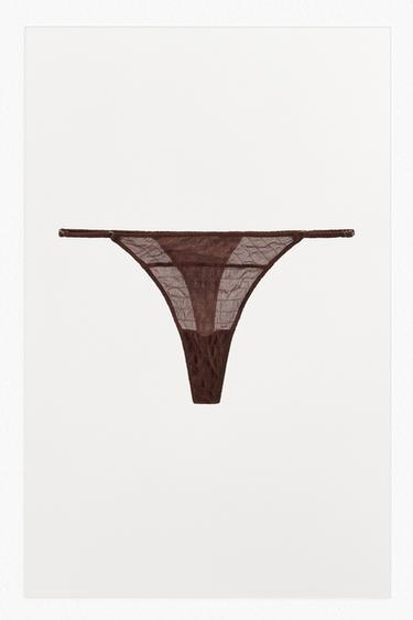 TANGA CON SEDA ESTRUCTURA LIMITED EDITION - Marrón de Zara