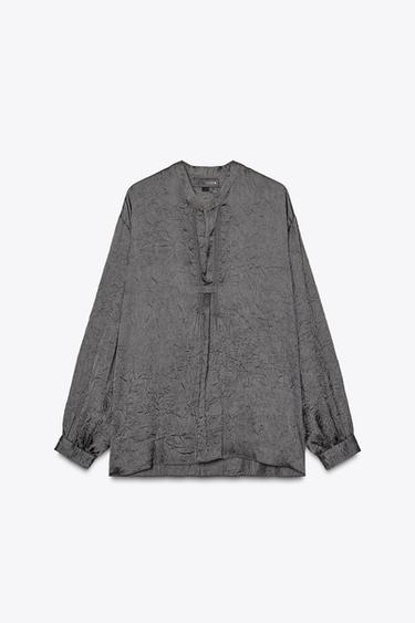 CHEMISE EFFET PLISSÉ ZW COLLECTION - Gris / Naturel de Zara - Image 4