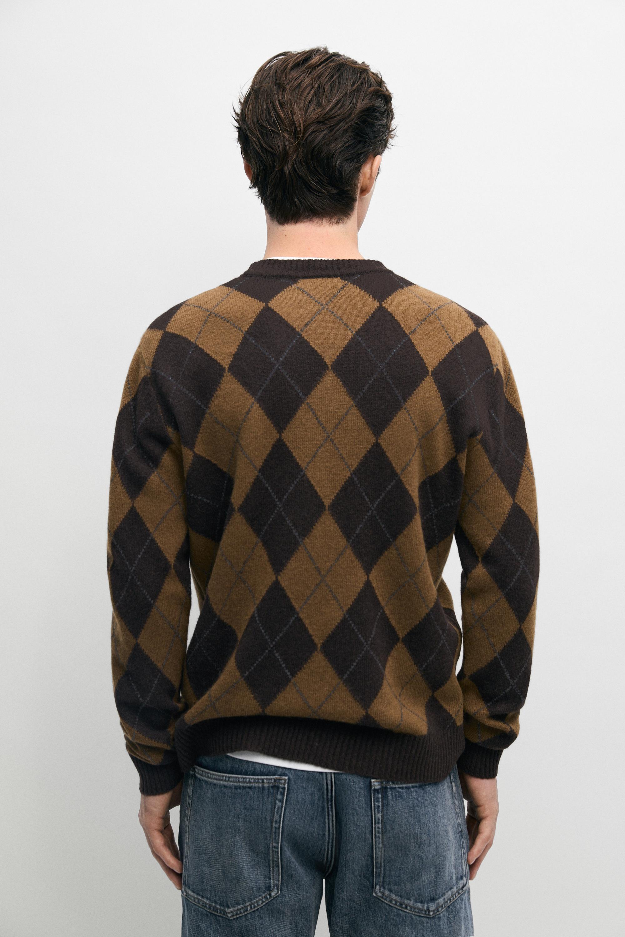 100% wool diamond knit sweater