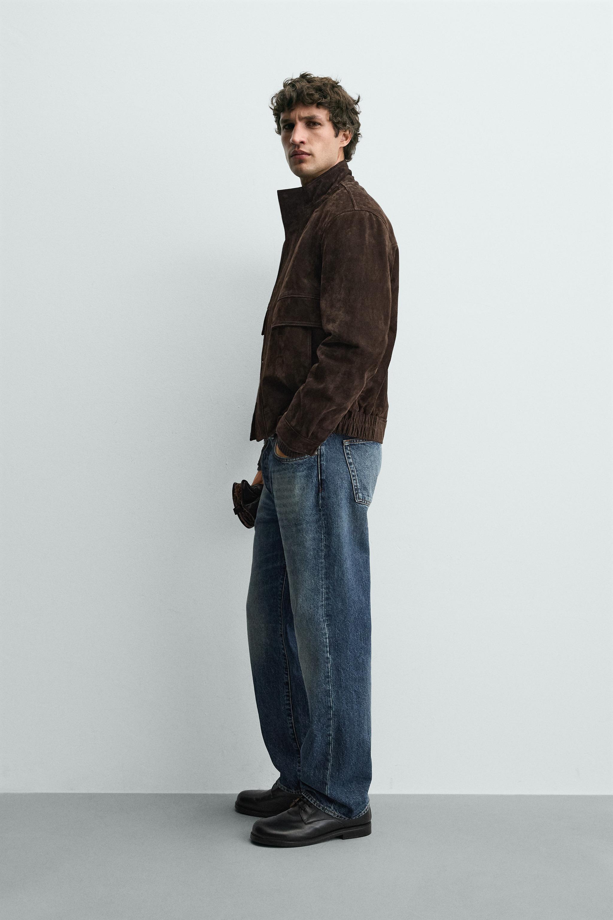 BLOUSON EN CUIR CROÛTE DE