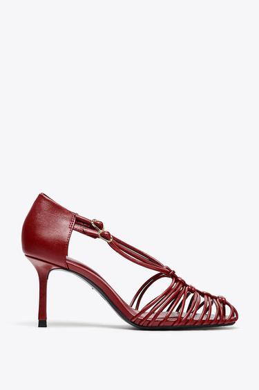 SANDALIA TACÓN CANGREJERA - Rojo de Zara