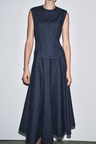 ROBE MIDI EN DENIM ZW COLLECTION - Bleu de Zara - Image 4