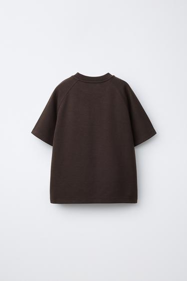 INTERLOCK SLOGAN T-SHIRT AND BERMUDA SHORTS SET - Chocolate by Zara - Image 2