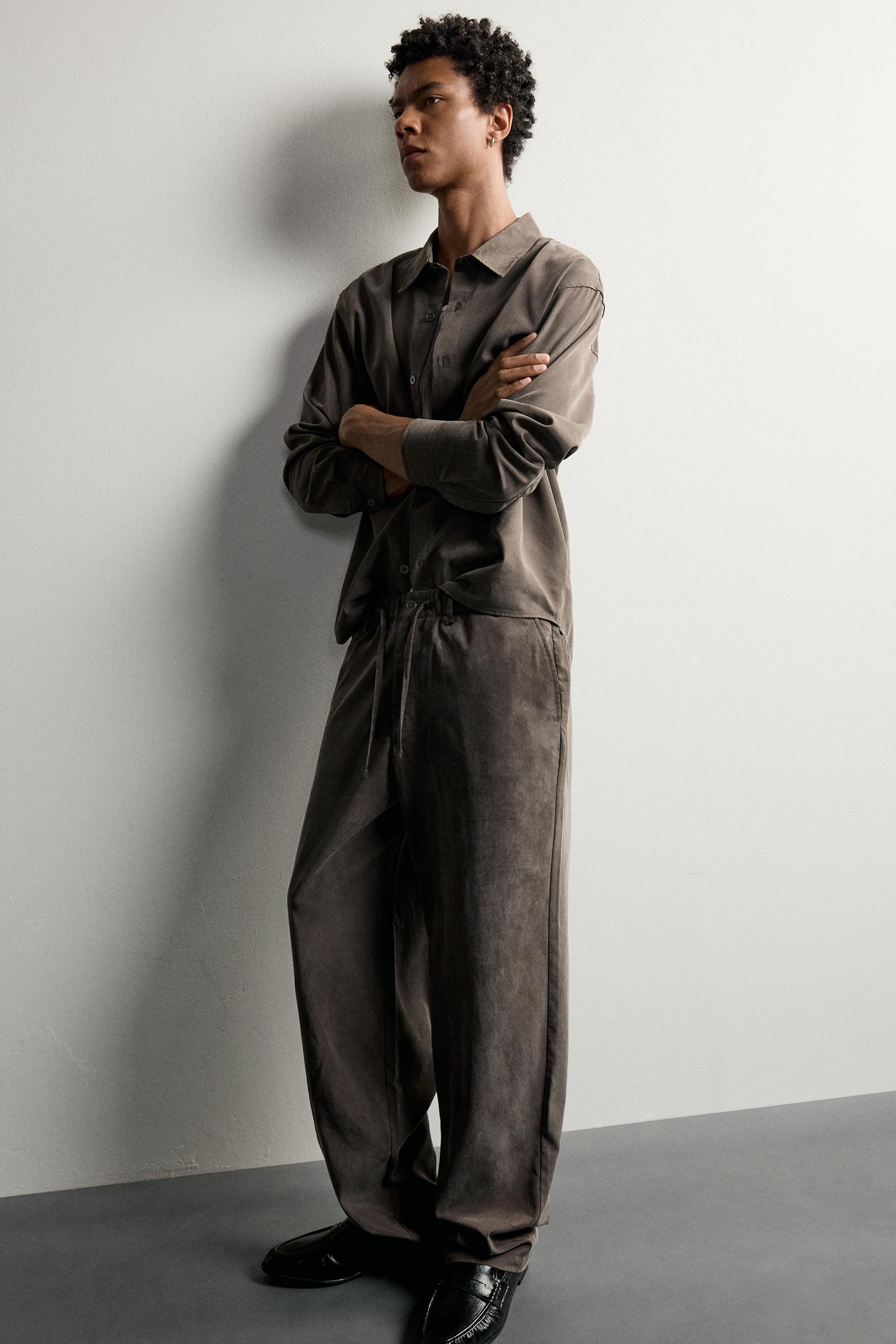 Zara DÖKÜMLÜ RELAXED FIT PANTOLON görsel 5