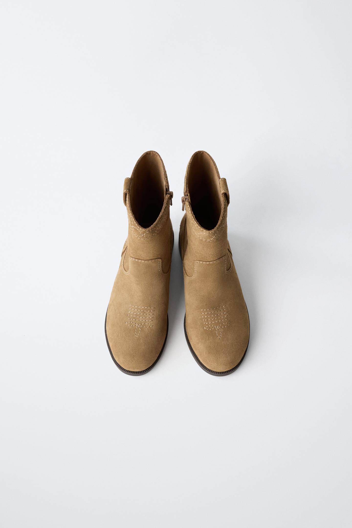 Детские ботинки Zara Leather Cowboy Ankle, цвет: Коричневый — фото 4
