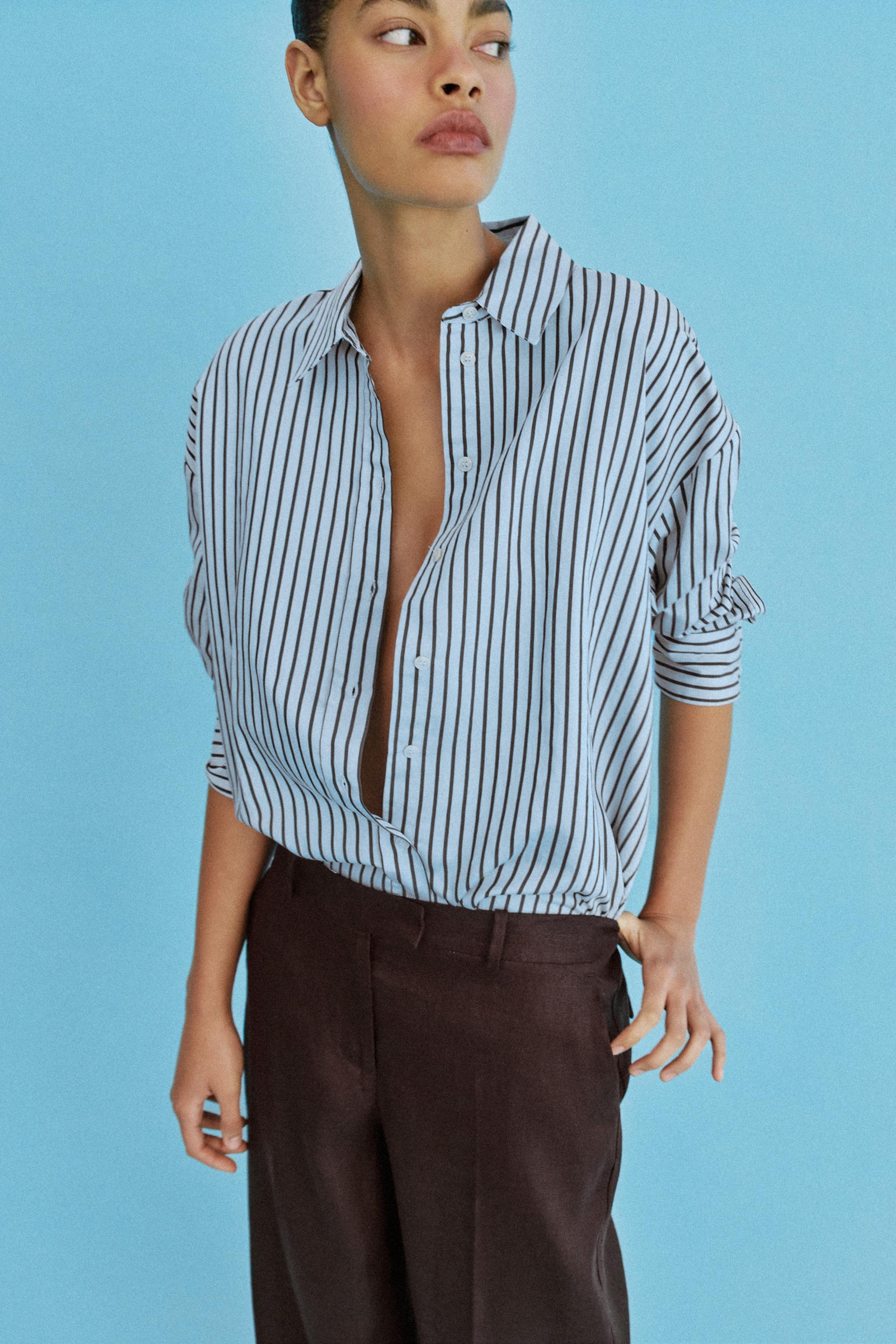 OVERSIZED STRIPED POPLIN SHIRT