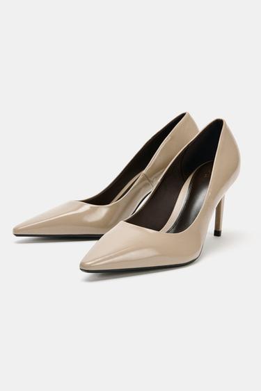 LEATHER HIGH-HEEL SHOES - Taupe Grey by Zara - Image 2