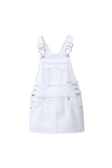 CONTRAST STITCH DENIM PINAFORE DRESS