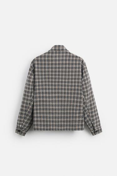 SURCHEMISE À CARREAUX TEXTURÉE - Marron / Écru de Zara - Image 6