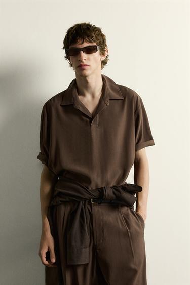 CHEMISE POLO FLUIDE COUPE DÉCONTRACTÉE - Marron de Zara