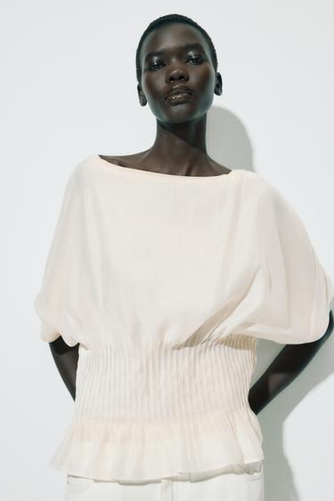TOP COMBINADO ORGANZA PUNTO - Crudo de Zara