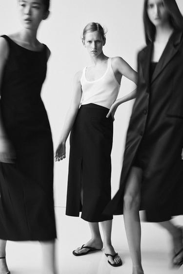 MIDI SKIRT WITH SLIT - Black by Zara