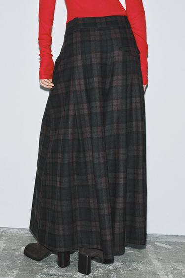 ZW COLLECTION CHECKED WOOL BLEND TROUSERS - Brown-Blue by Zara - Image 2