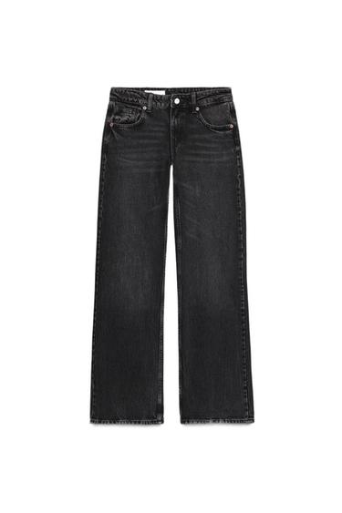 Zara TRF WIDE LEG LOW RISE JEANS - Black