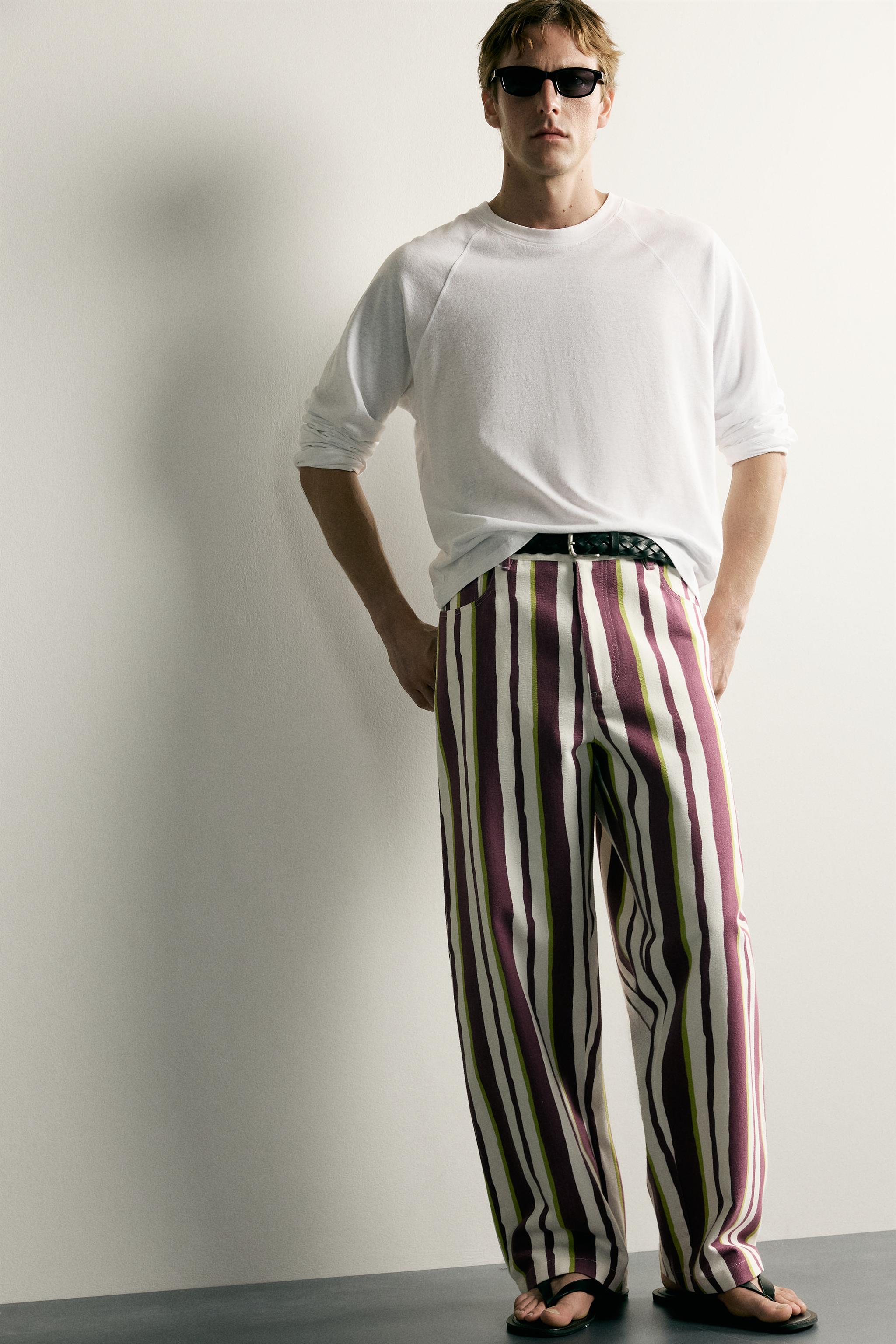 Zara ÇİZGİLİ STRAIGHT FIT PANTOLON görsel 5
