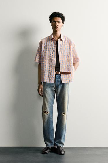 RELAXED FIT TEXTURED CHECK SHIRT - Multicoloured by Zara - Image 0