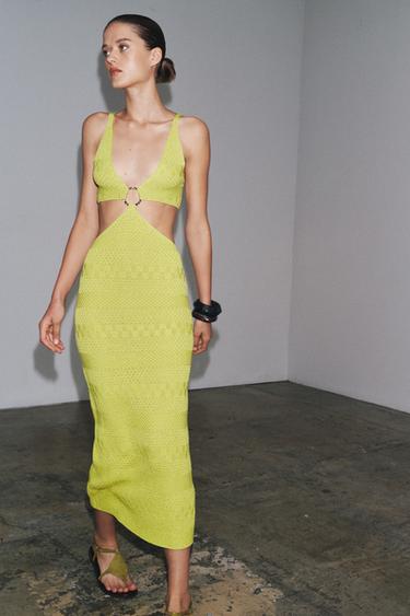 Zara CUT OUT KNIT DRESS - Lime green - Image 0