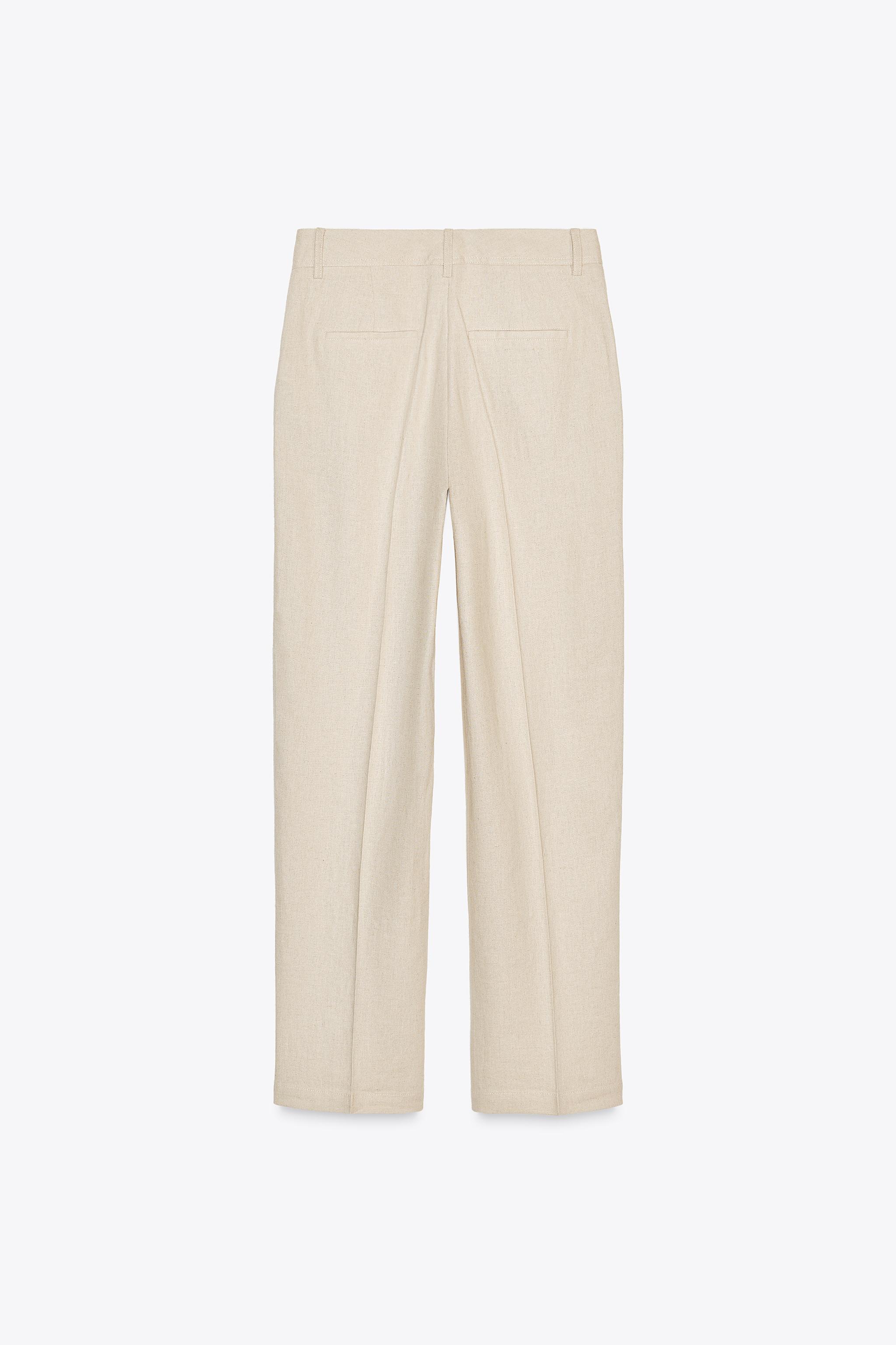 リネンブレンド ストレート パンツ - テラコッタ | ZARA Japan