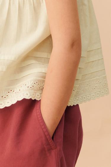 LIMITED EDITION STRAIGHT TROUSERS WITH TOPSTITCHING - Light red by Zara - Image 3