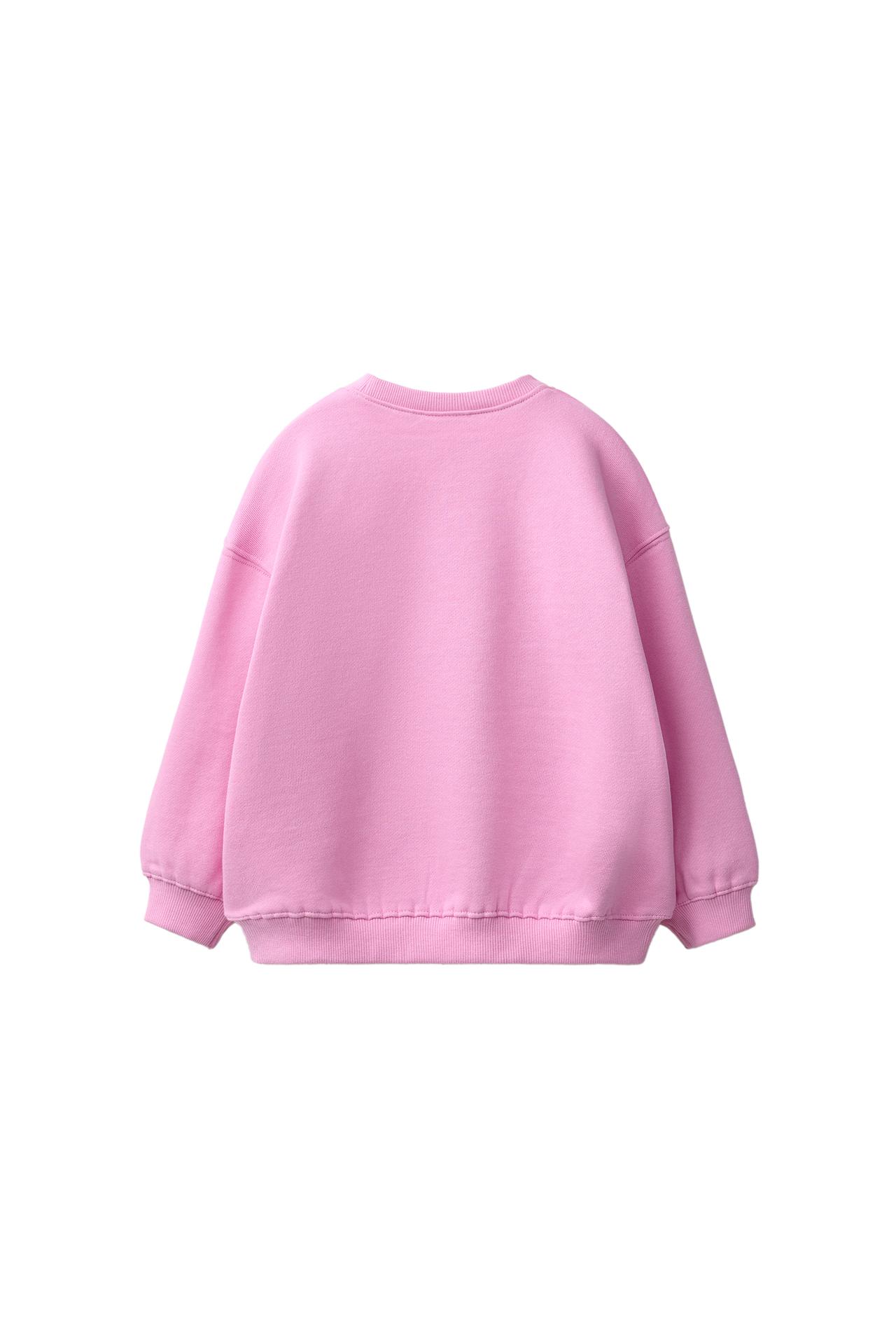 DAISY EMBROIDERED FLEECE SWEATSHIRT — Chalk pink