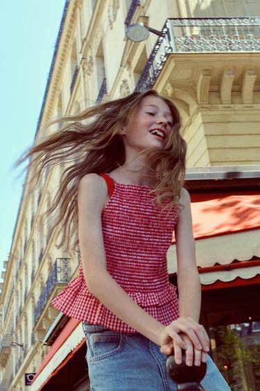 GINGHAM HALTER TOP - Red by Zara