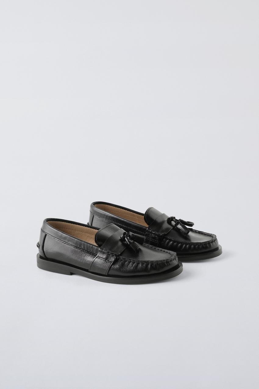 タッセル付きレザーローファー - ブラック | ZARA Japan / 日本