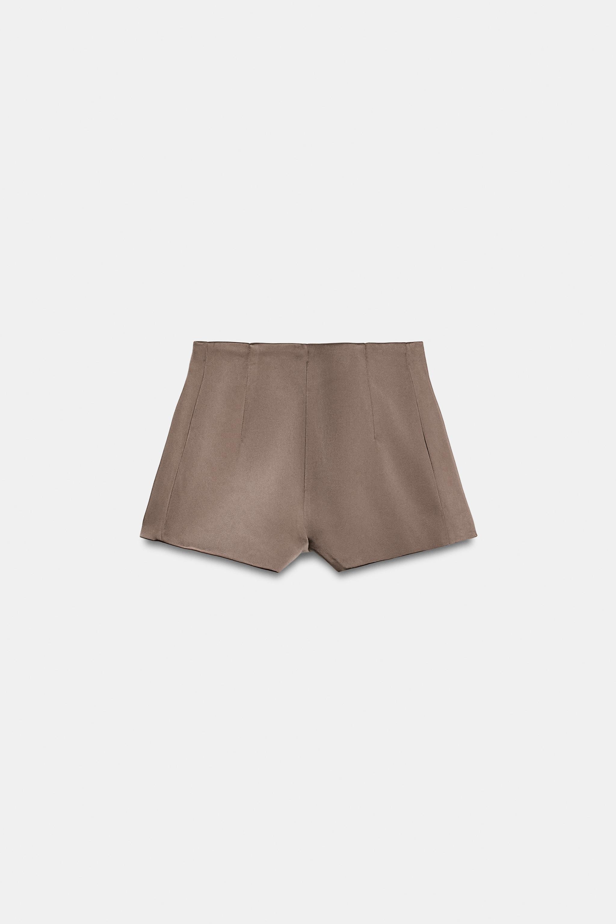 Zara Saten Yüzeyli Mini Şort görsel 7