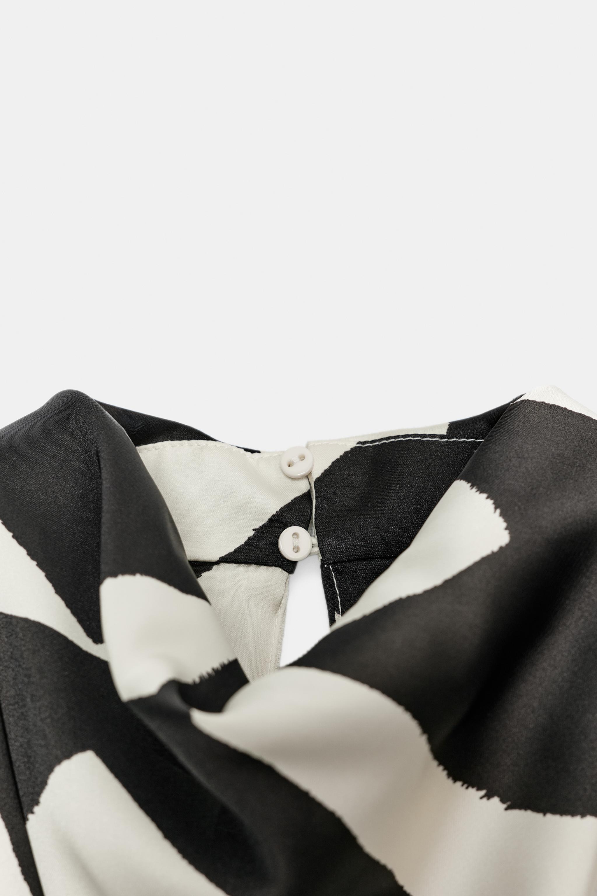 Женские рубашки Zara GEOMETRIC PRINT SHOULDER PAD TOP — фото 9