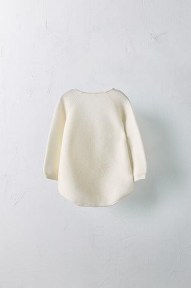 1-9 MONTHS/ LIMITED EDITION 100% CASHMERE CROSSOVER ROMPER - Ecru by Zara - Image 1