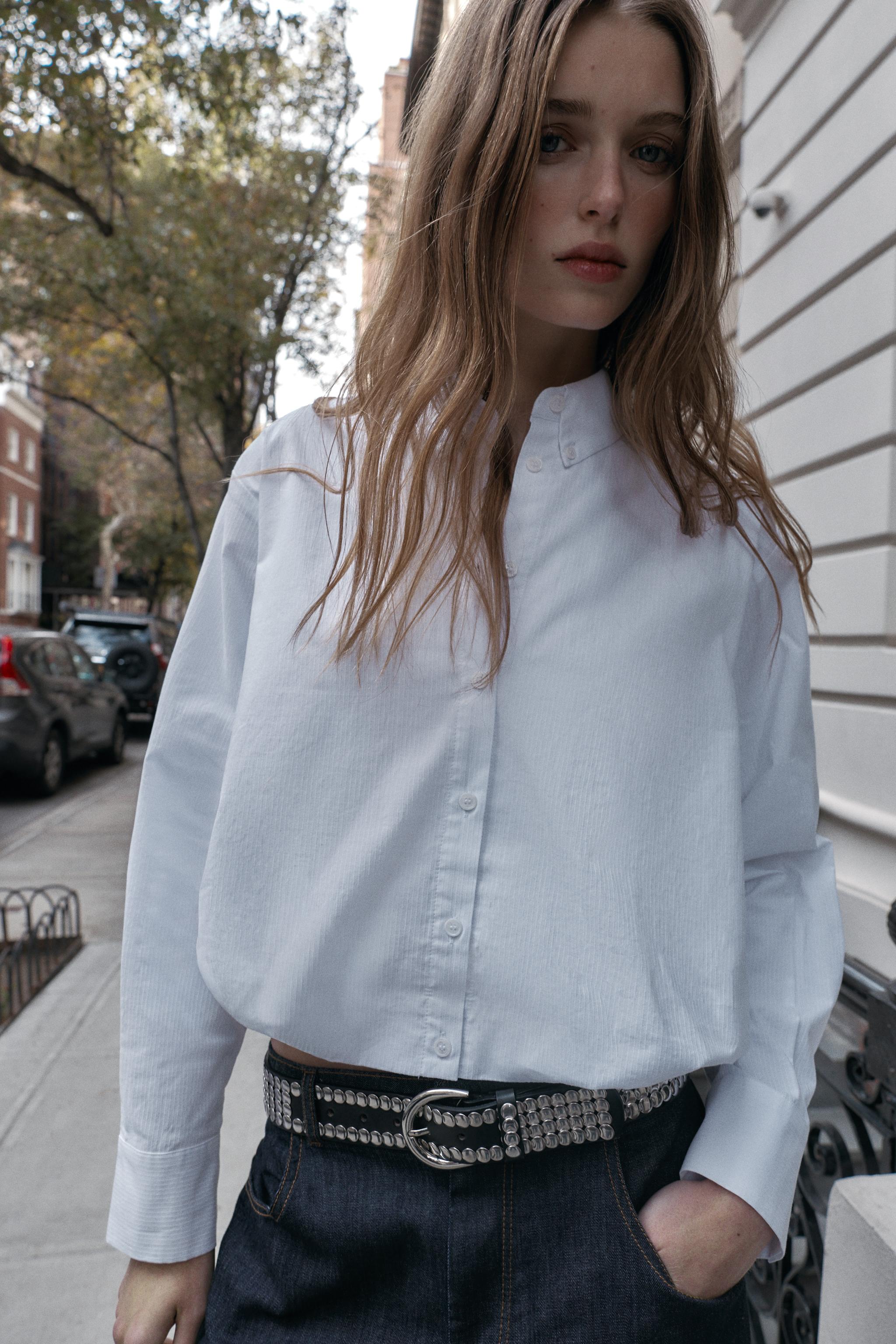 BALLOON POPLIN SHIRT - Oyster-white | ZARA Canada