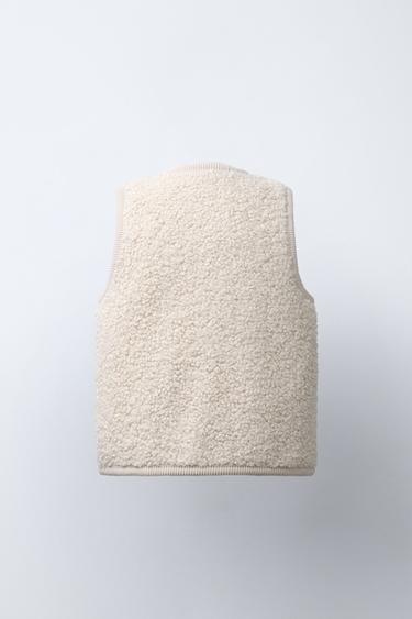 CONTRAST CORDUROY AND FAUX SHEARLING WAISTCOAT - Ecru by Zara - Image 2