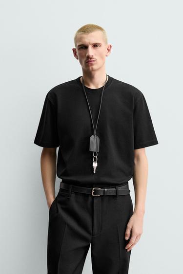 Zara 短袖重磅 T 恤 - 黑色