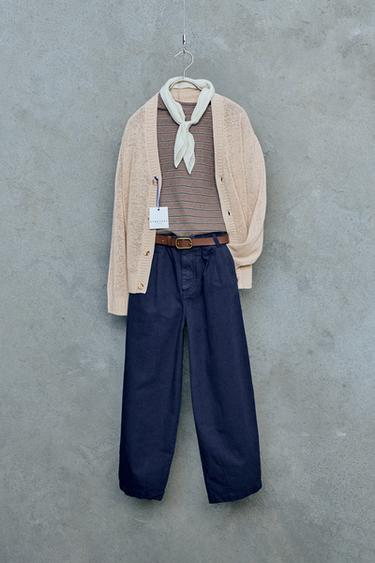 STORIESZ - OHLAPNE HLAČE Z GUBAMI IZ MEŠANICE BOMBAŽA IN LANU - rdeča/mornarka de Zara - Slika 0