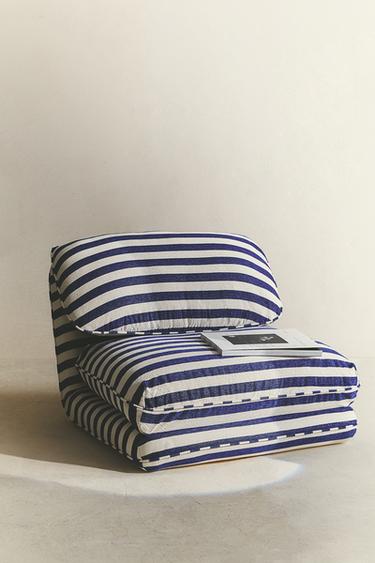 STRIPED INDIVIDUAL FOLDING ARMCHAIR - Ecru / Blue by Zara