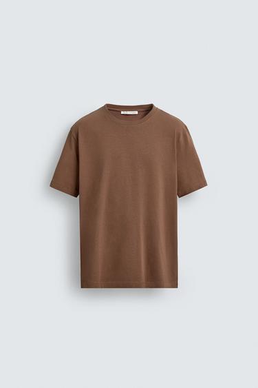 BASIC MEDIUM WEIGHT T-SHIRT - Toffee by Zara