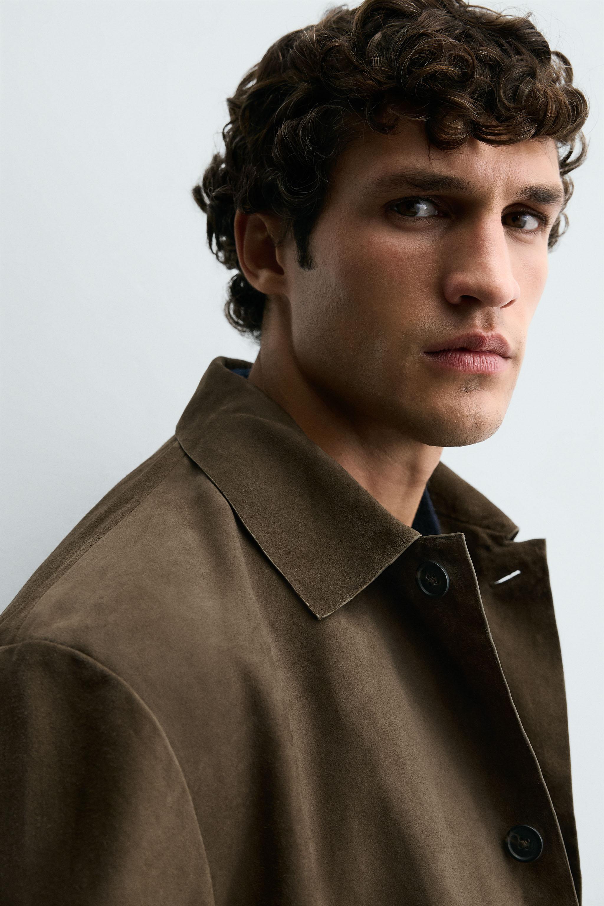 スエード レザーシャツジャケット - オリーブグリーン | ZARA Japan / 日本