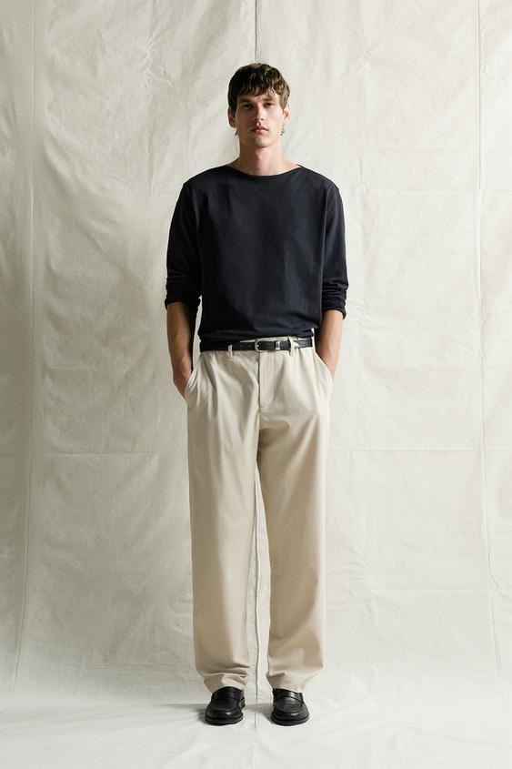 Zara COMFORT RELAXED FIT PANTS - Ecru - Image 0