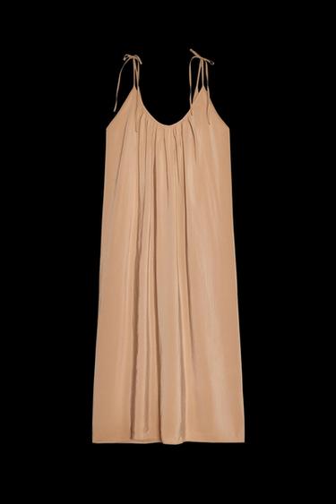 Zara FLOWY MIDI DRESS - taupe brown - Image 0