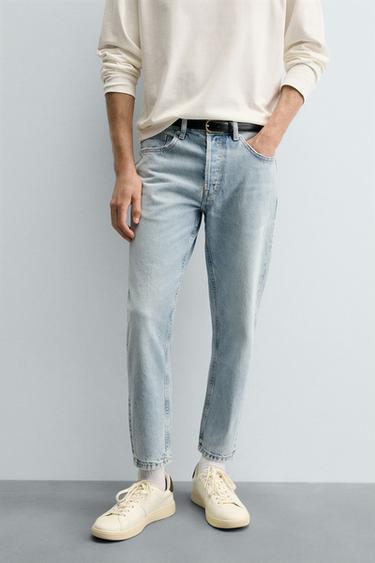 ДЖИНСИ SLIM CROPPED FIT - Світло-синій Zara
