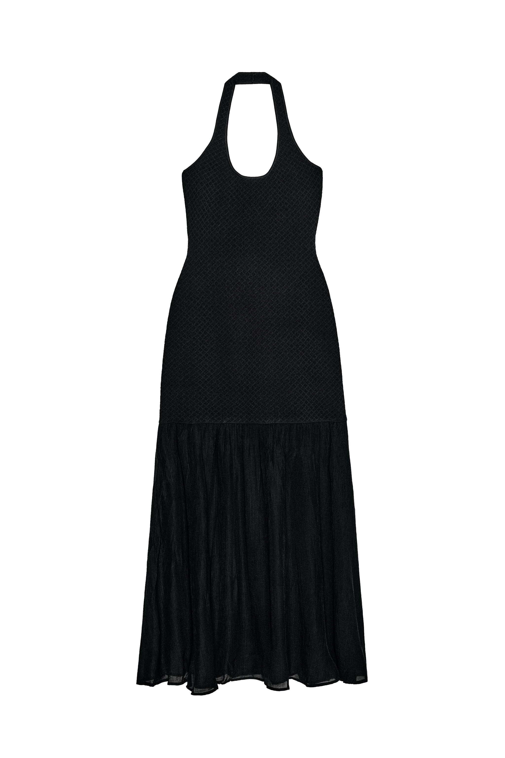 COMBINED KNIT HALTER DRESS