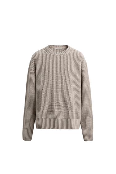 COTTON-WOOL TEXTURED SWEATER - Light sand by Zara