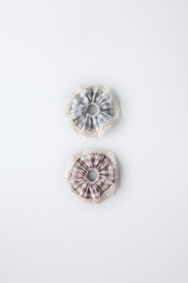 2-PACK OF GINGHAM SCRUNCHIES - Mauve by Zara