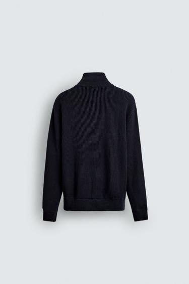 CARDIGAN EN MAILLE PERLÉE ZIPPÉ - Bleu marine de Zara - Image 7