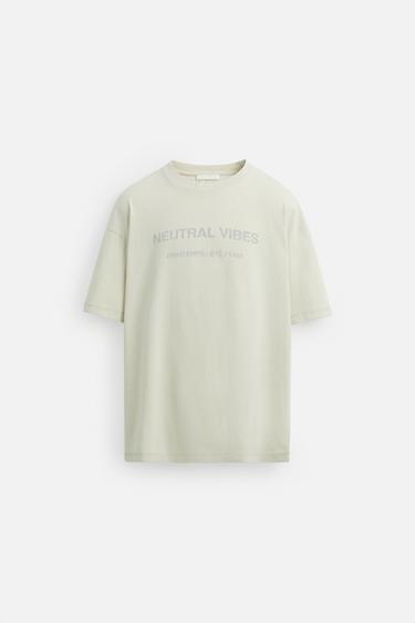 FADED SLOGAN T-SHIRT - Light grey by Zara