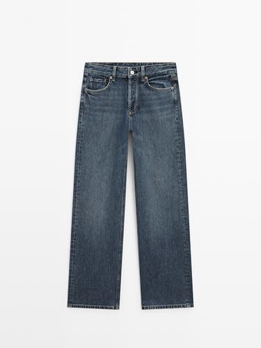 Jeans wide leg tiro medio - Azul medio de Zara