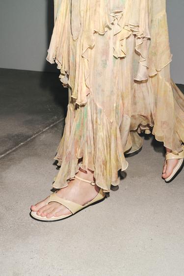 Zara LEATHER TOE SANDALS - Off White - Image 0